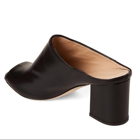 LUCA GROSSI Black Peep Toe Leather Mules Size 36.5 - Picture 3 of 4